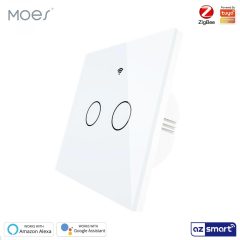   MOES ZS-EU2-WH-MS ZigBee intelligens fali erintokapcsolo, feher,2 koros feher(nullaval/nulla nelkul)